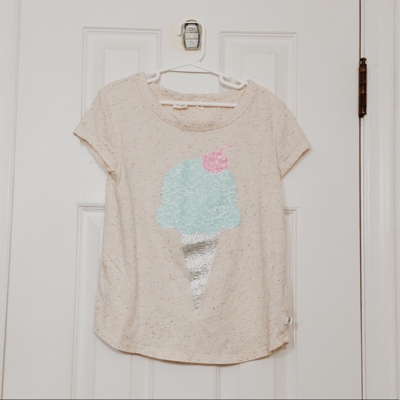 GAP Other - Gap Kids Ice Cream Confetti Sequin Tee Oatmeal M